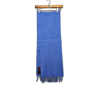 NEW John Hanly Men's Irish Wool 100% Merino Scarf Blue Fringed Medium Weight